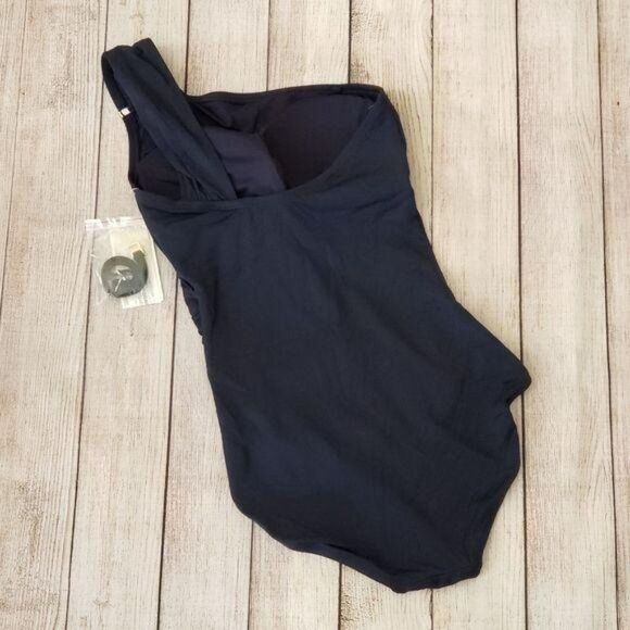 MICHAEL Michael Kors One Shoulder One-Piece Swimsuit Size 6 Navy Blue - Picture 6 of 11